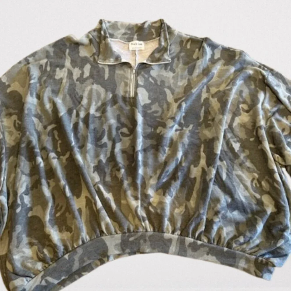 Camo Print Pullover Zip Sweatshirt   8238 - Picture 6 of 10